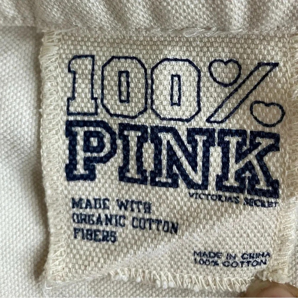 VINTAGE VICTORIA SECRET PINK CANVAS “THINK GREEN LIVE PINK” LOGO TOTE BAG - Picture 7 of 7